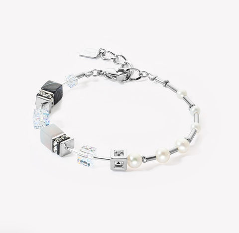 Coeur de lion Bracelet GeoCUBE® Fusion Precious Pearl Mix silver-grey at Bramleys of Carlow