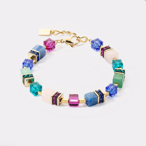 Coeur de lion GeoCUBE® Precious Statement bracelet gold-multicolour at Bramleys of Carlow