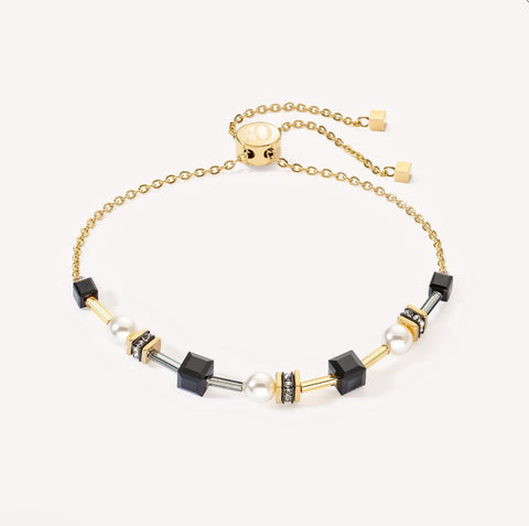 Coeur de Lion Bracelet Mysterious Cubes & Pearls gold-black at Bramleys of Carlow