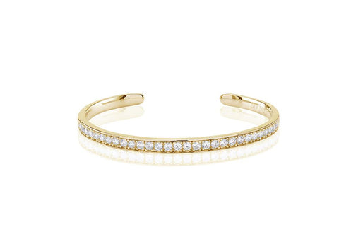 18K Yellow Gold plating on Sterling Silver bangle set with round white cubic zirconia at Bramley's Jewellers of Carlow