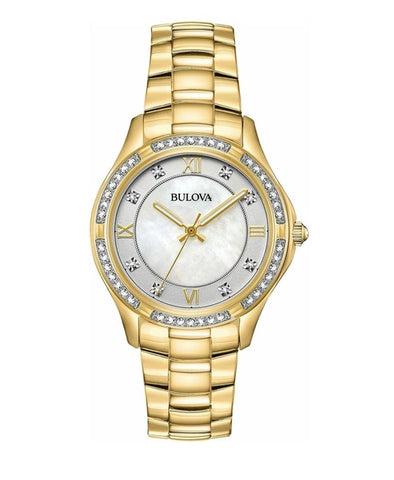 Bulova Ladies Classic Crystal Gold Plated Watch at Bramleys of Carlow