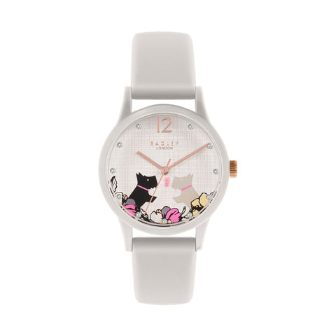 Radley White Case and Silicone Strap with floral & Dog print on dial Watch.