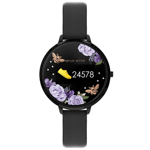 Reflex Active Series 3 Smart Watch with Flower & Bees Colour Screen, Crown Navigation and Black Strap