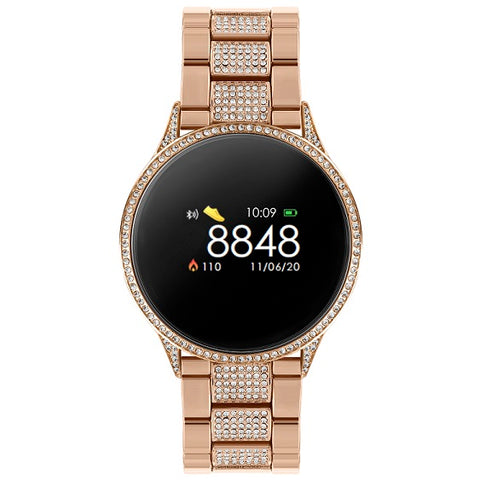 Reflex Active Series 4 Smart Watch with Heart Rate Monitor, Colour Touch Screen and Rose Gold Crysatl set bracelet.