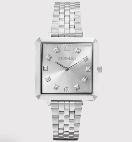 Coeur de Lion Watch Iconic Square Elegant Monochrome Silver Stainless Steel at Bramleys of Carlow