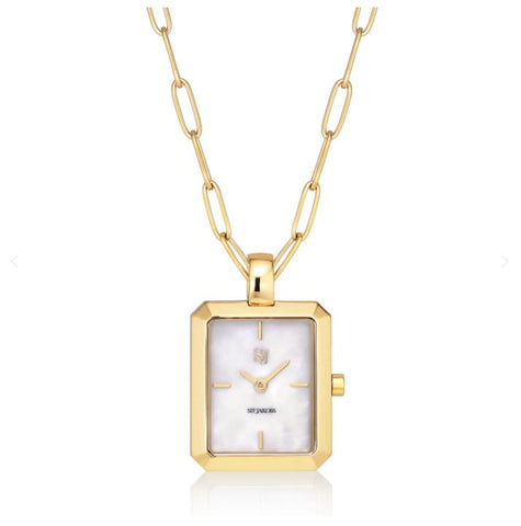 PENDANT WATCH CHIARA - GOLD PLATED STAINLESS STEEL WITH WHITE MOTHER OF PEARL DIAL at Bramleys of Carlow