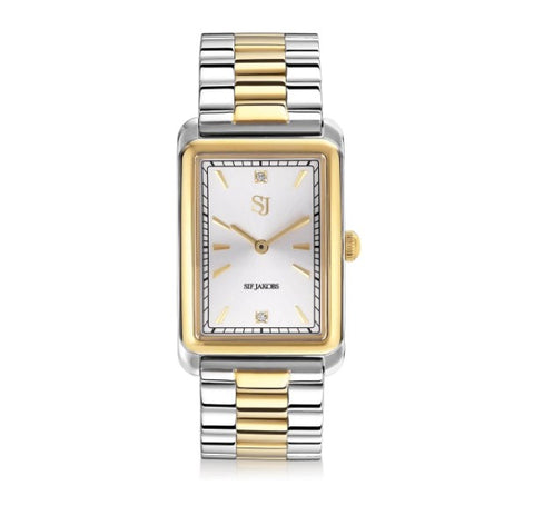 WATCH SANTINA - GOLD PLATED STAINLESS STEEL WITH SILVER SUNRAY DIAL AND WHITE ZIRCONIA at Bramleys of Carlow