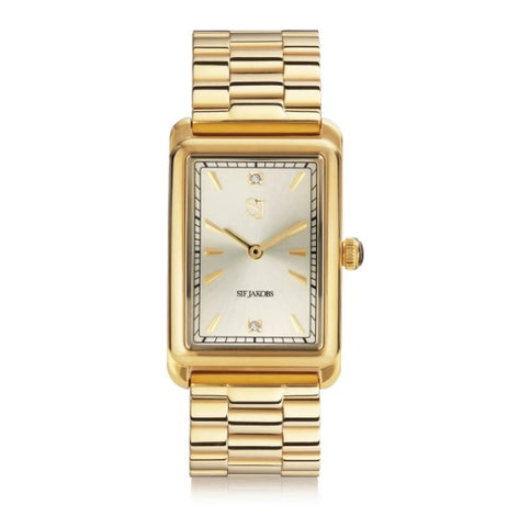 WATCH SANTINA - GOLD PLATED STAINLESS STEEL WITH GOLD SUNRAY DIAL AND WHITE ZIRCONIA at Bramleys of Carlow