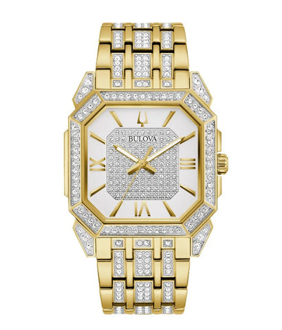 Bulova Crystal Octava Square Gold Plated Crystal Dial Watch at Bramleys of Carlow