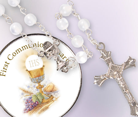 Communion Imitation Pearl Rosary Beads at Bramleys of Carlow