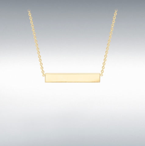 YELLOW GOLD PLATED ON STERLING SILVER, 32MM X 5MM HORIZONTAL-BAR NECKLACE 43CM/17'' at Bramleys of Carlow