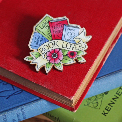 book lover brooch