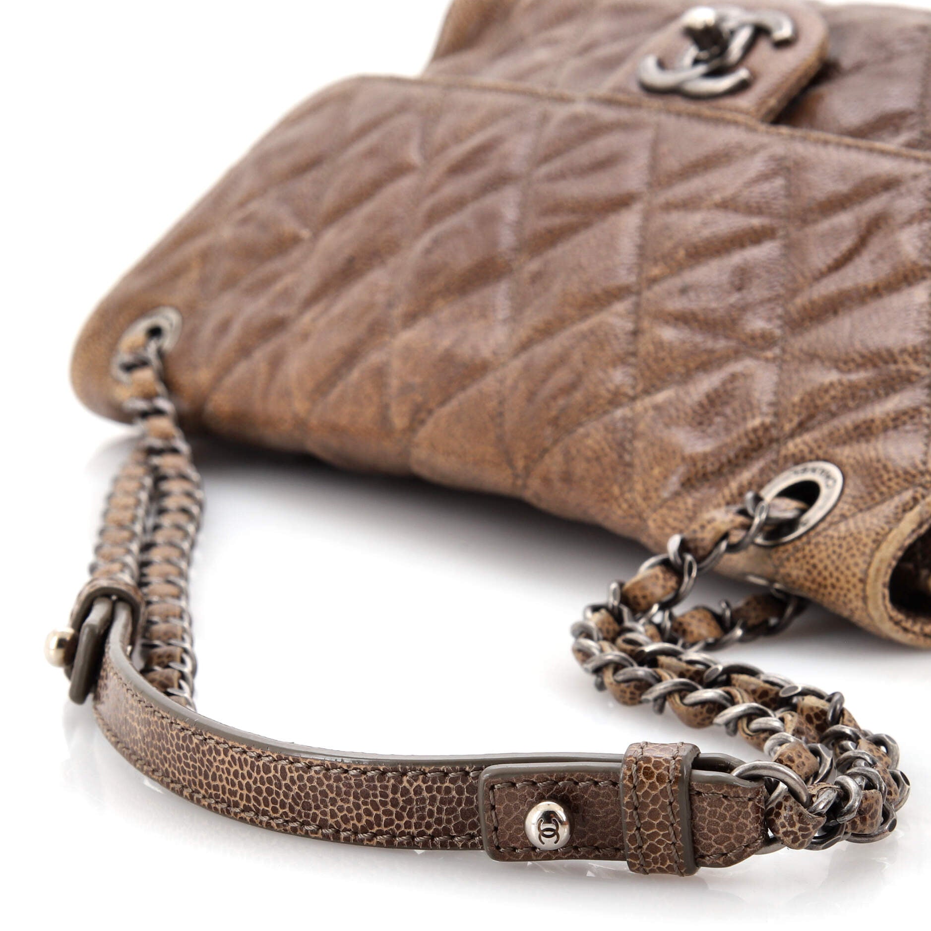 Chanel CC Crave Flap Bag Quilted Glazed Caviar Jumbo Brown