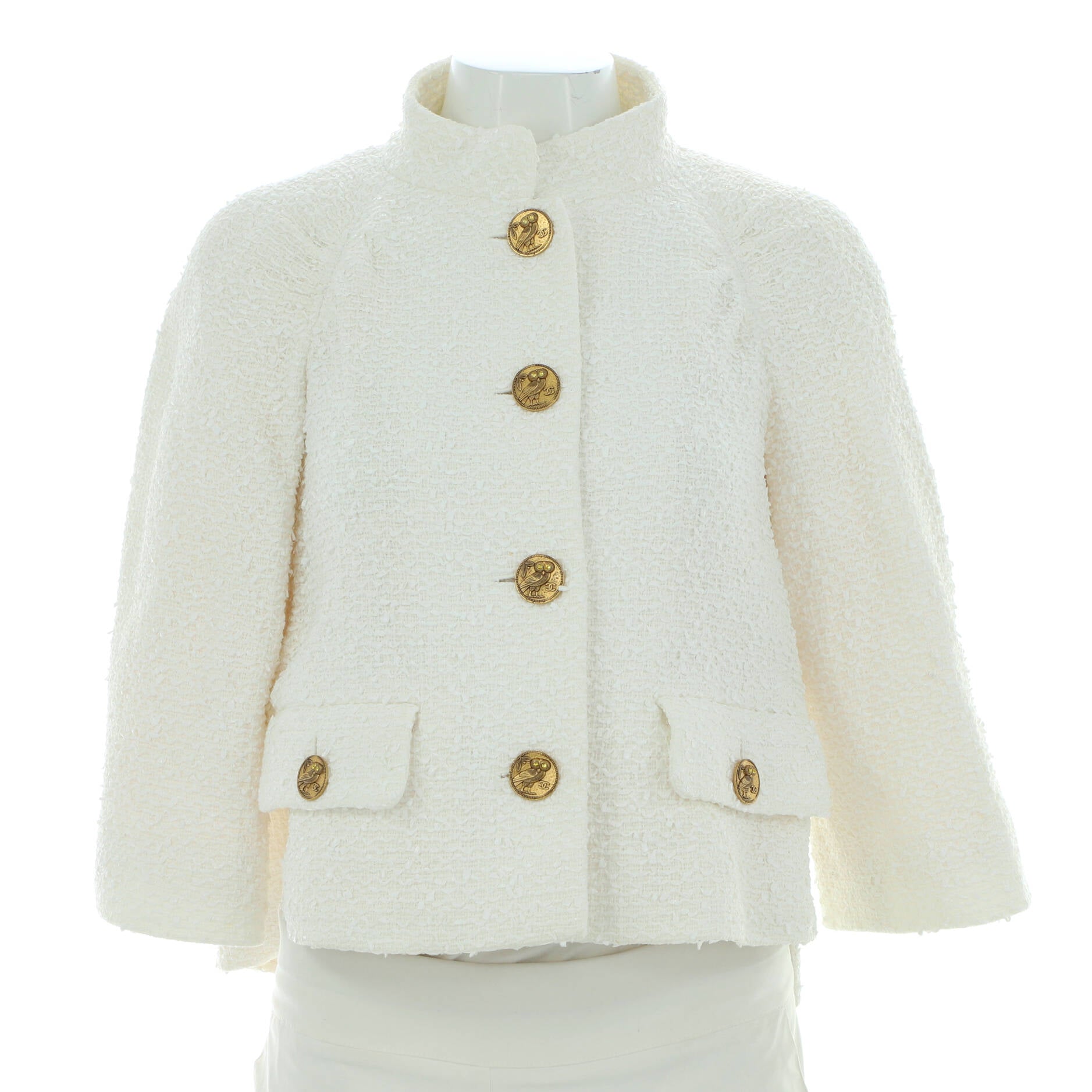 Women's Two Pocket Stand Collar Jacket Tweed