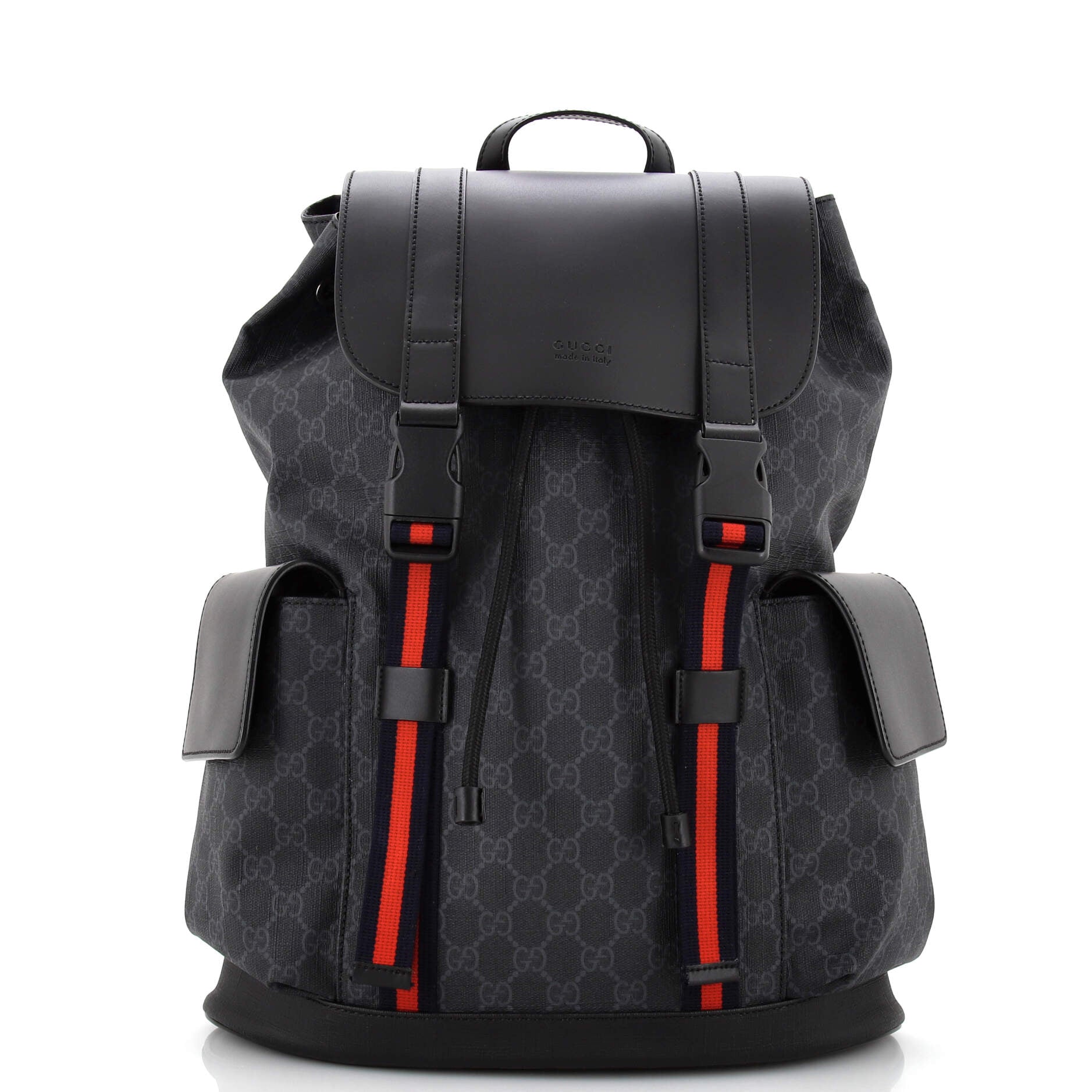 Double Pocket Buckle Backpack GG Coated Canvas Large