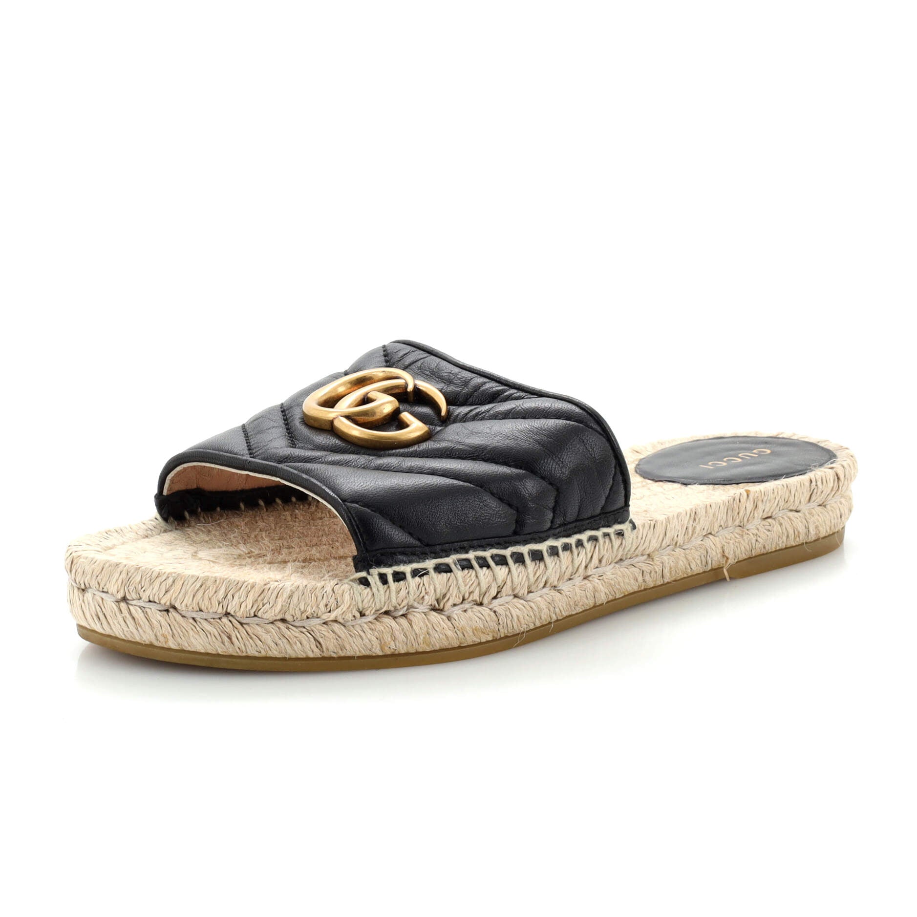Women's GG Marmont Espadrilles Slide Sandals Matelasse Leather