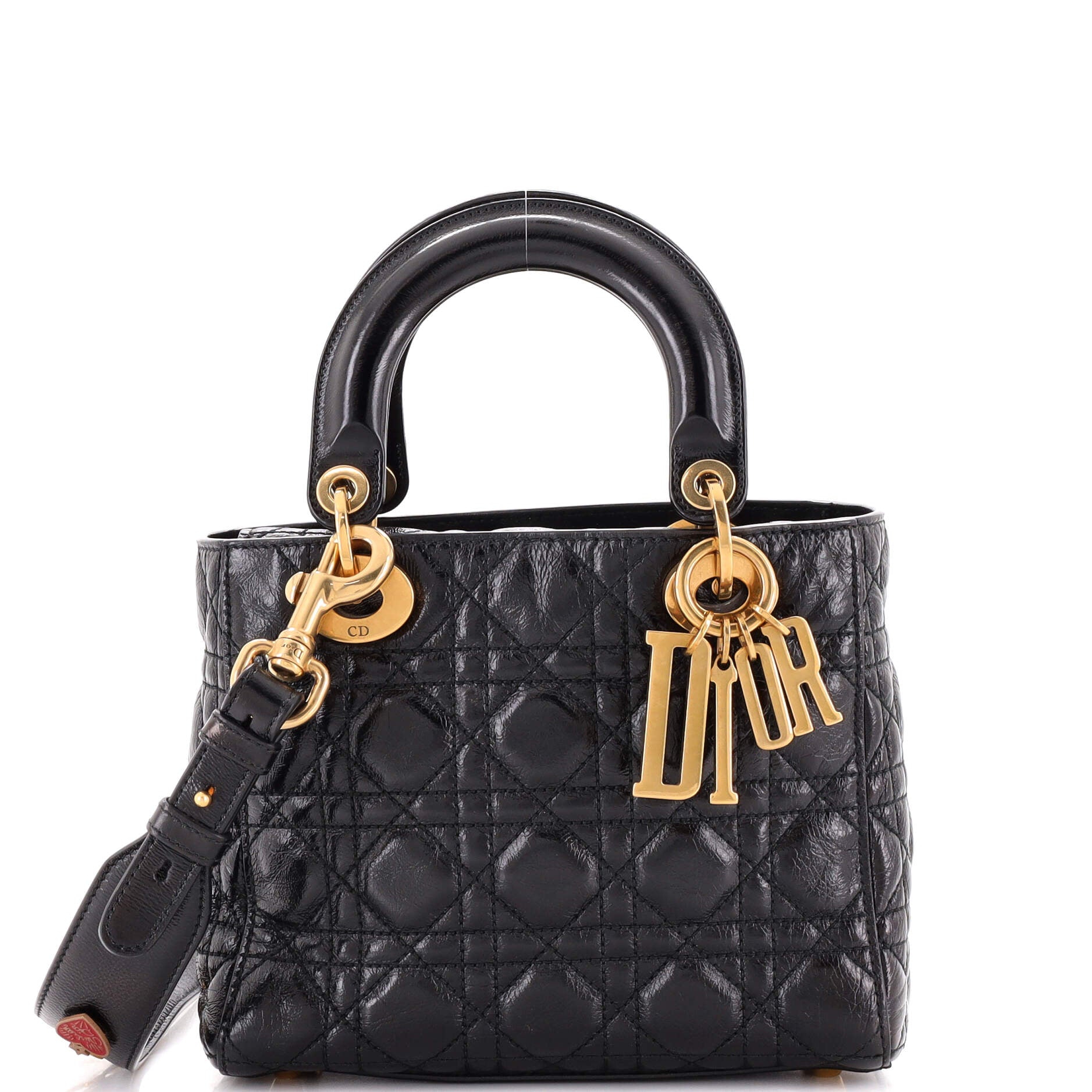 My Lady Dior Bag Cannage Quilted Crinkled Patent