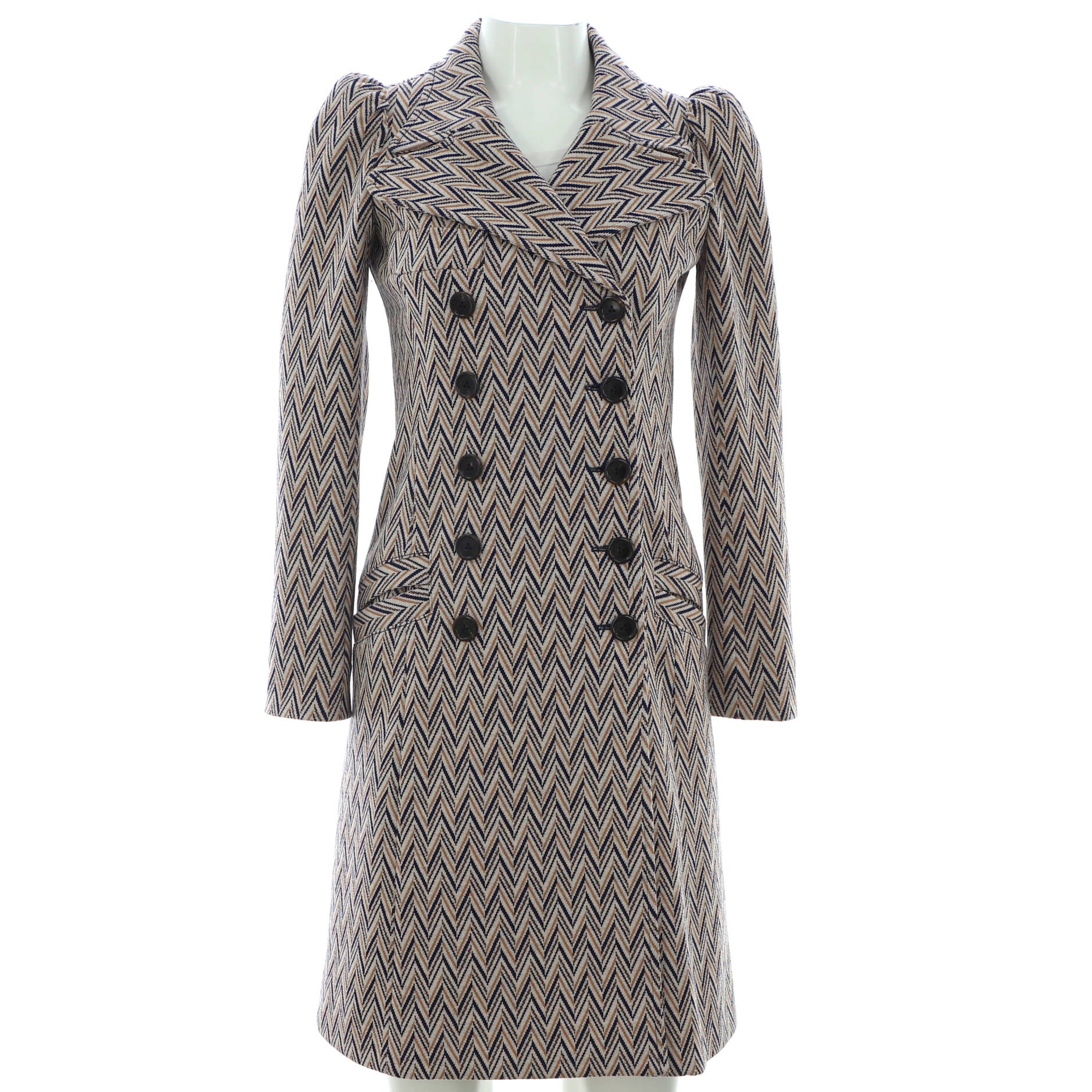 Women's Pointed Collar Double Breasted Long Coat Tweed