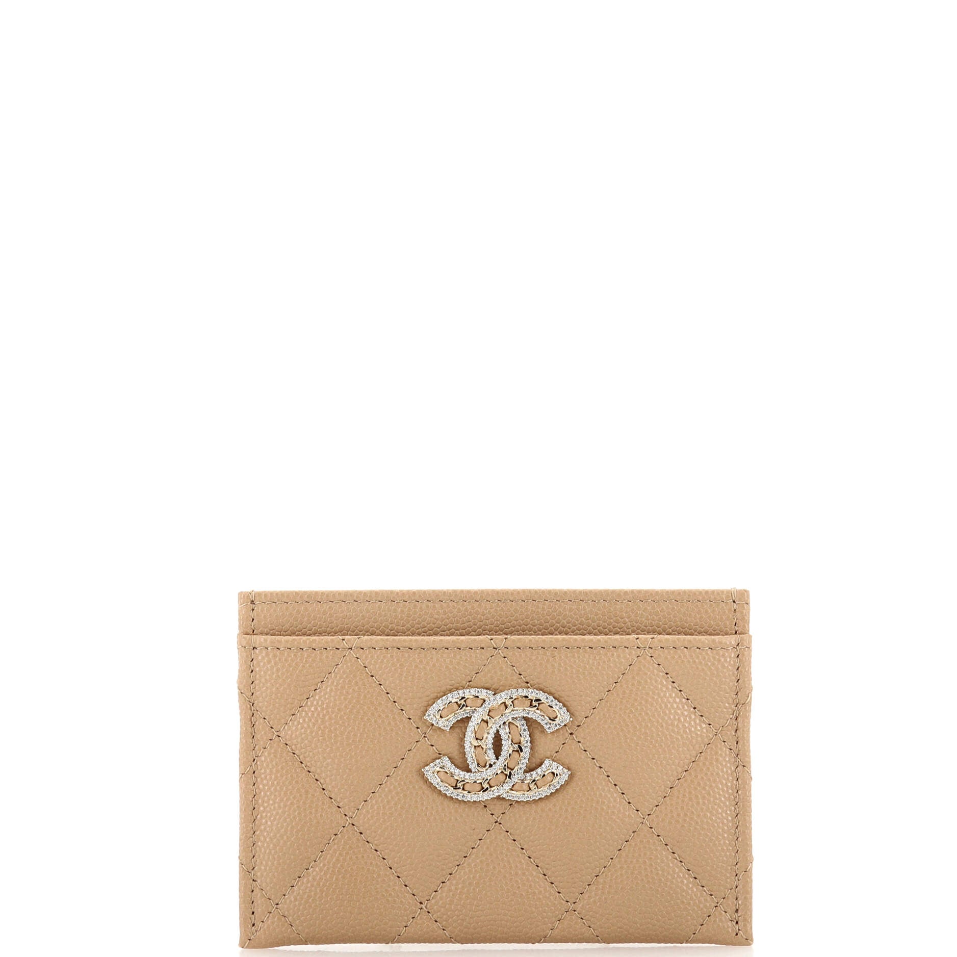 Crystal CC Card Holder Quilted Caviar