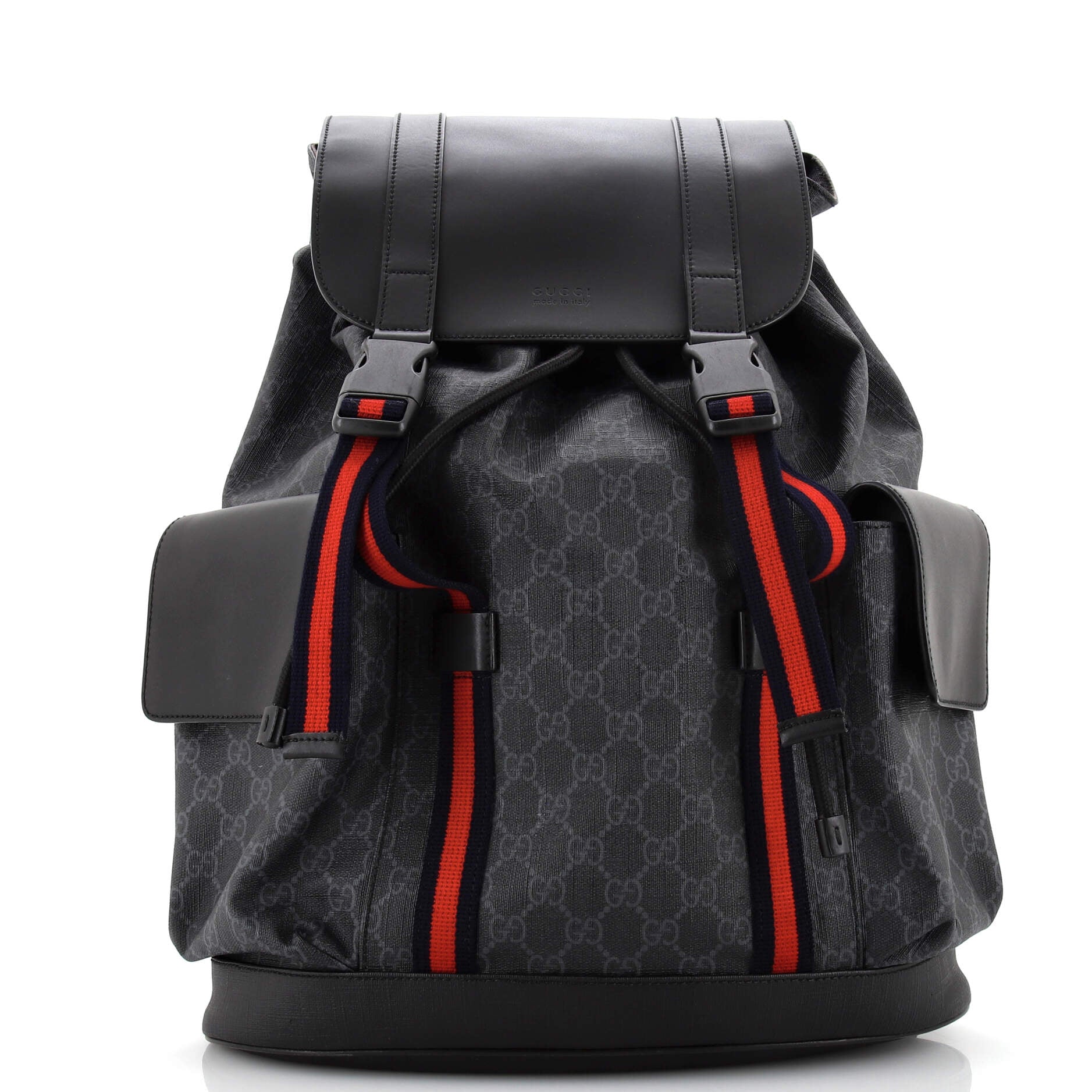 Double Pocket Buckle Backpack GG Coated Canvas Large