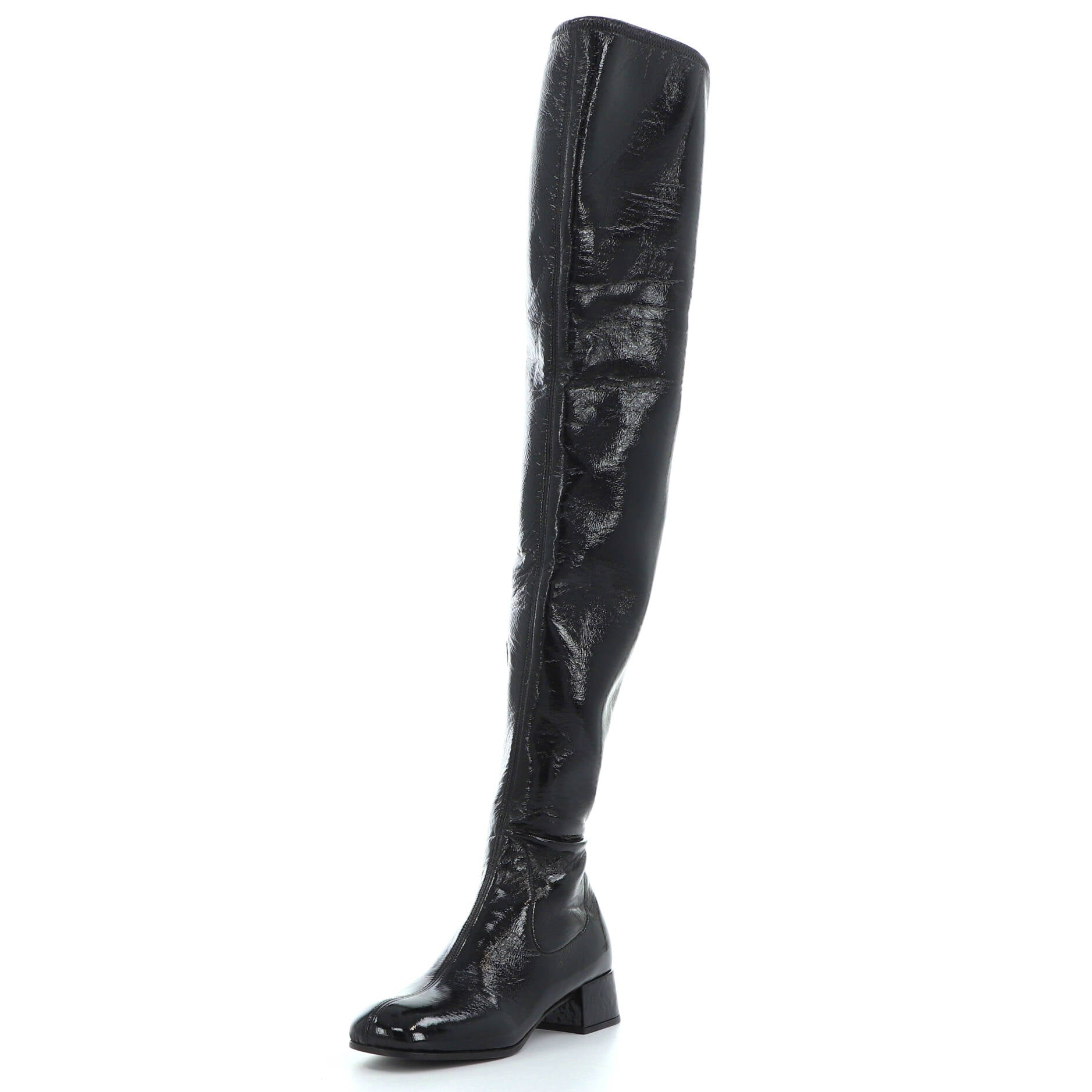 Women's Naplak Block Heel Over The Knee Boots Patent