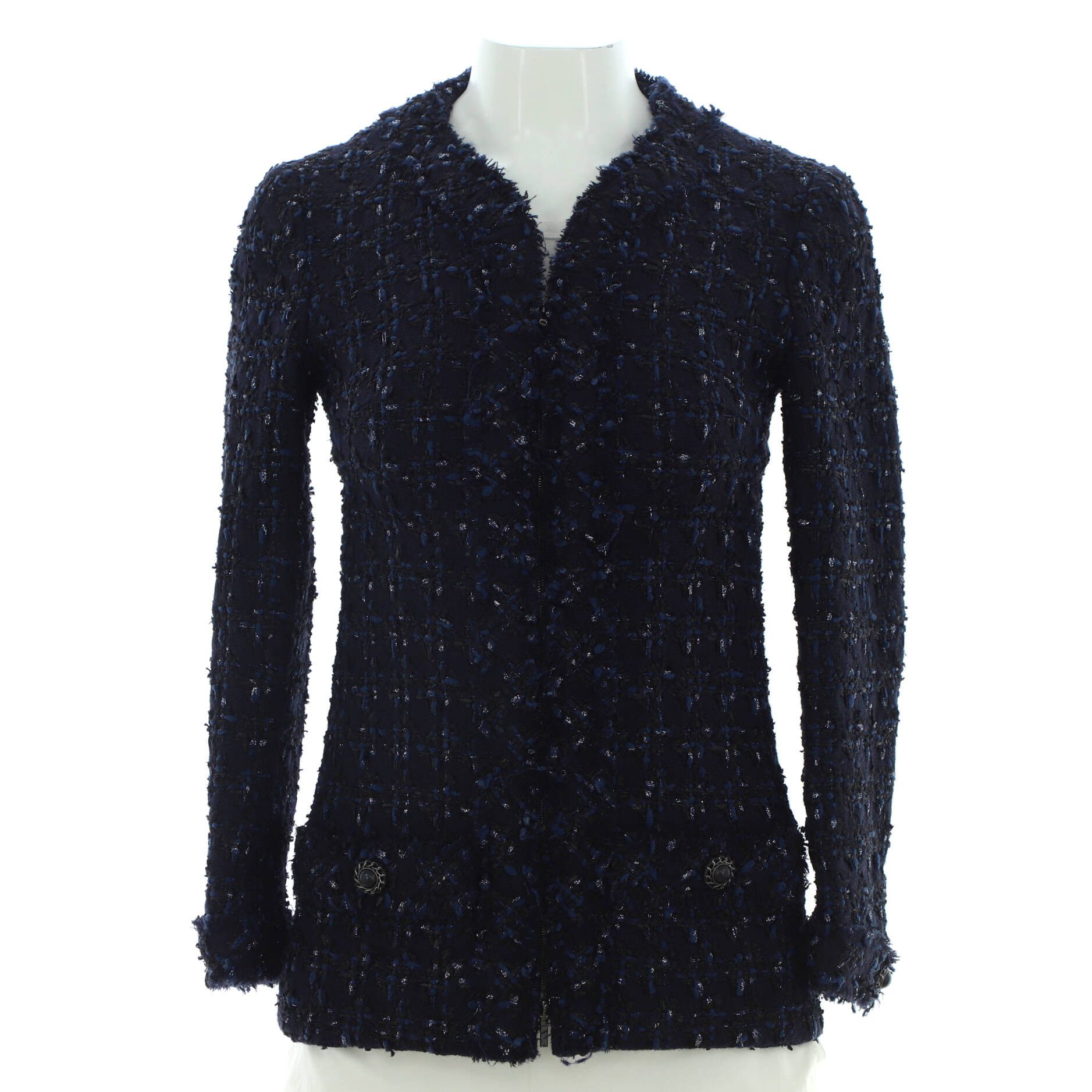 Women's Collarless Zip jacket Tweed