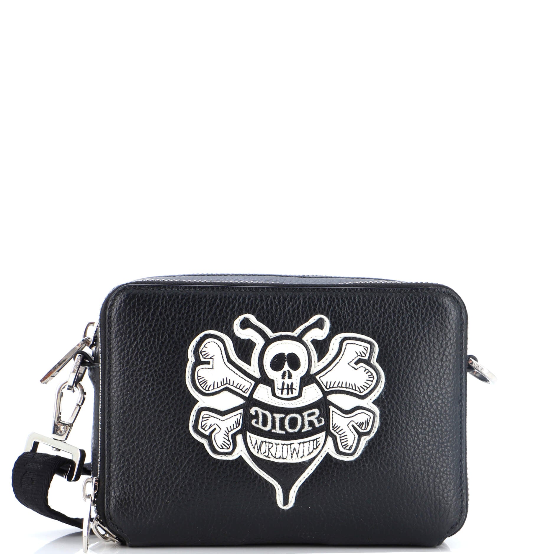 Shawn Stussy Double Zip Crossbody Pouch Leather with Applique