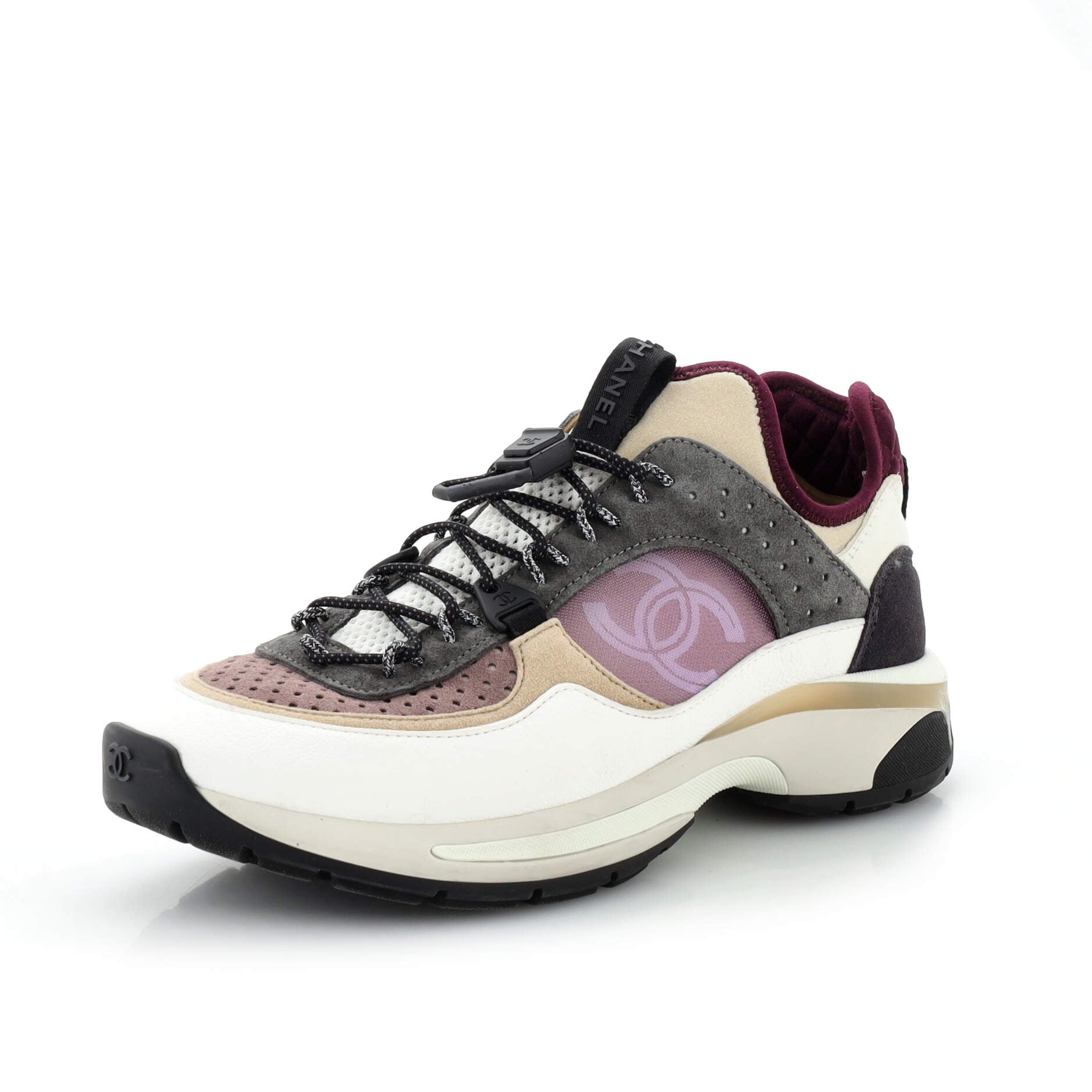 Women's CC Drawstring Sneakers Mesh with Suede and Leather