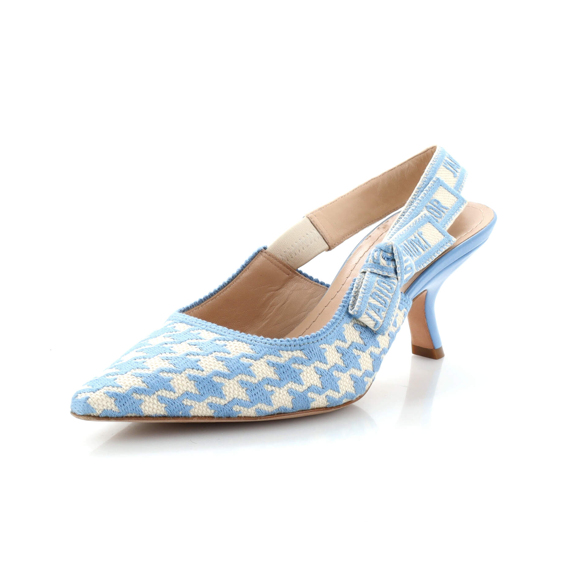 Women's J'Adior Slingback Pumps Houndstooth Embroidered Cotton 65