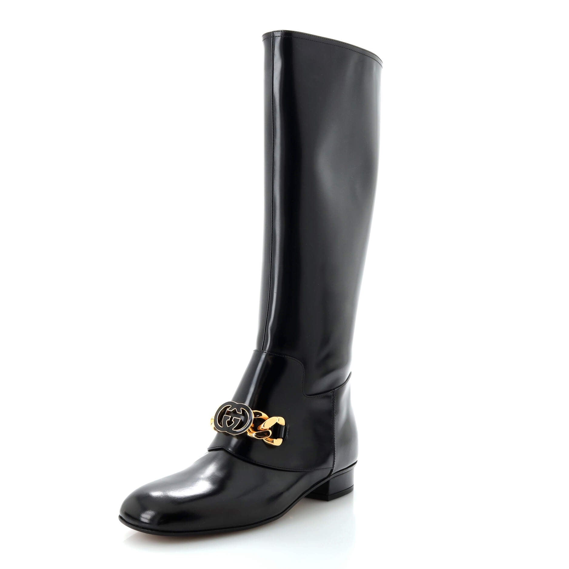 Women's Interlocking G Chain Knee High Boots Leather