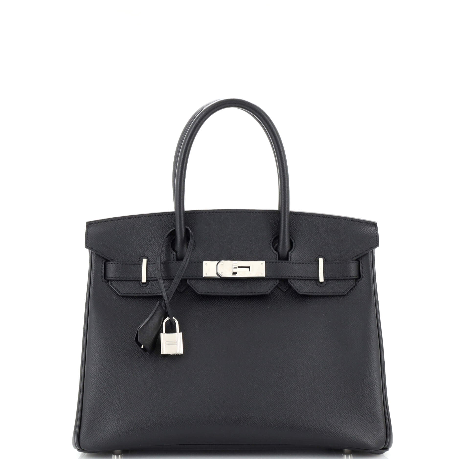 Birkin Handbag Noir Epsom with Palladium Hardware 30