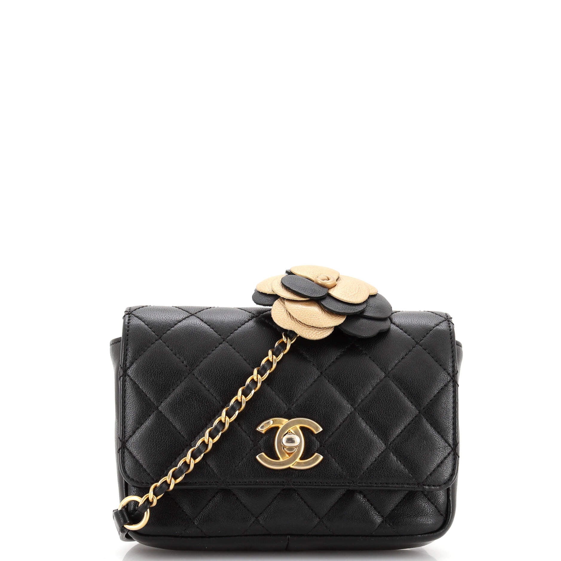 Private Affair Camellia Flap Bag Quilted Lambskin Small
