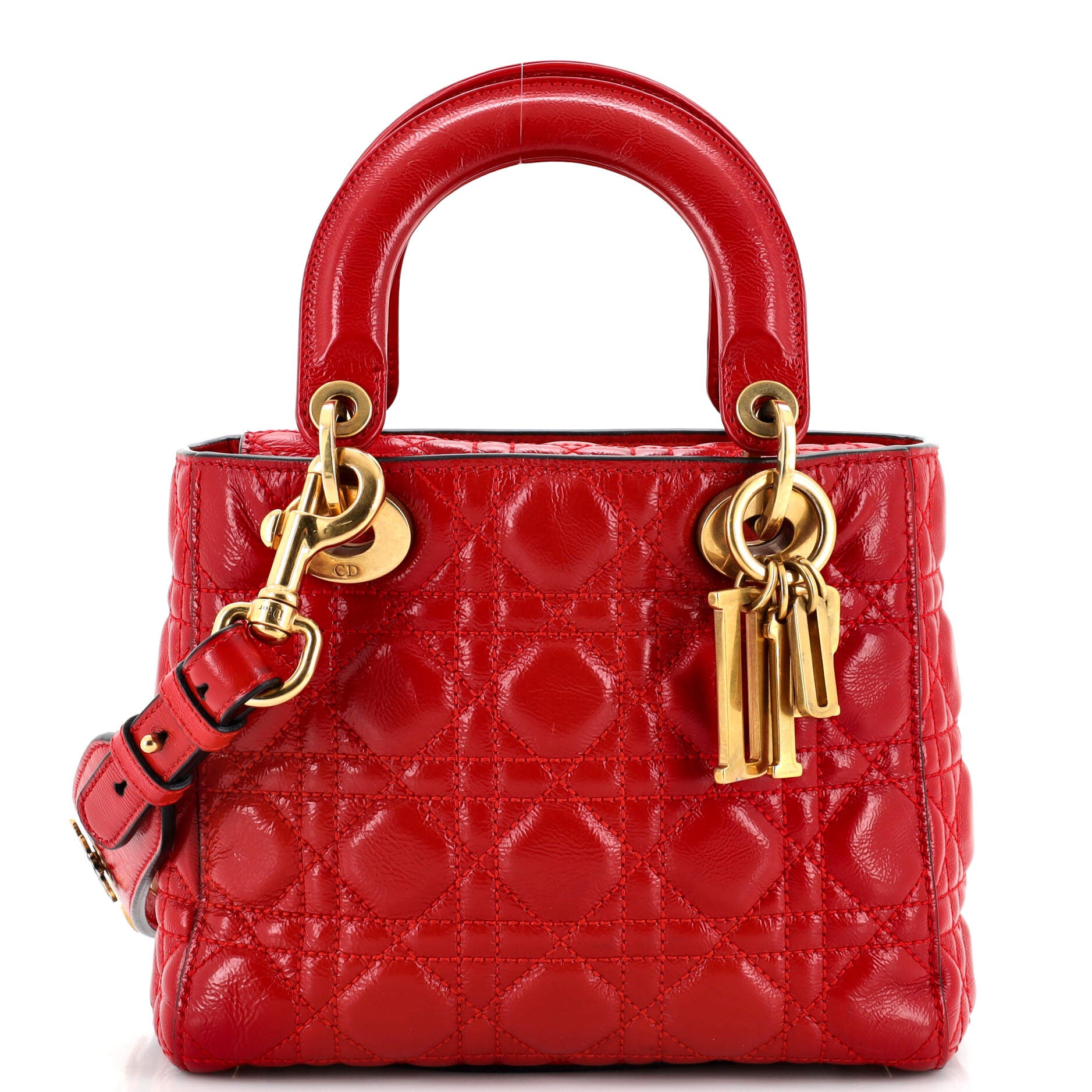 My Lady Dior Bag Cannage Quilted Crinkled Patent