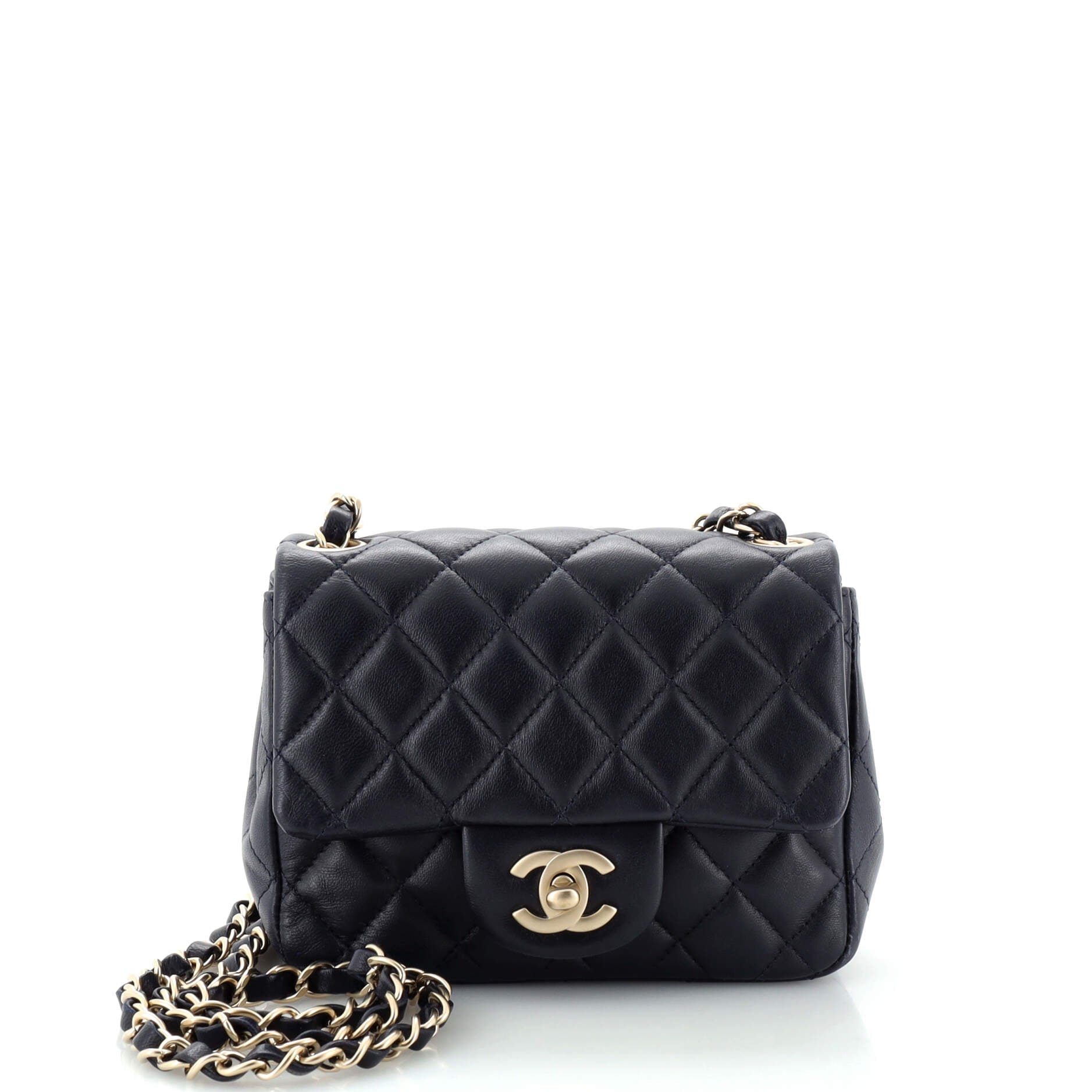 Square Classic Single Flap Bag Quilted Lambskin Mini