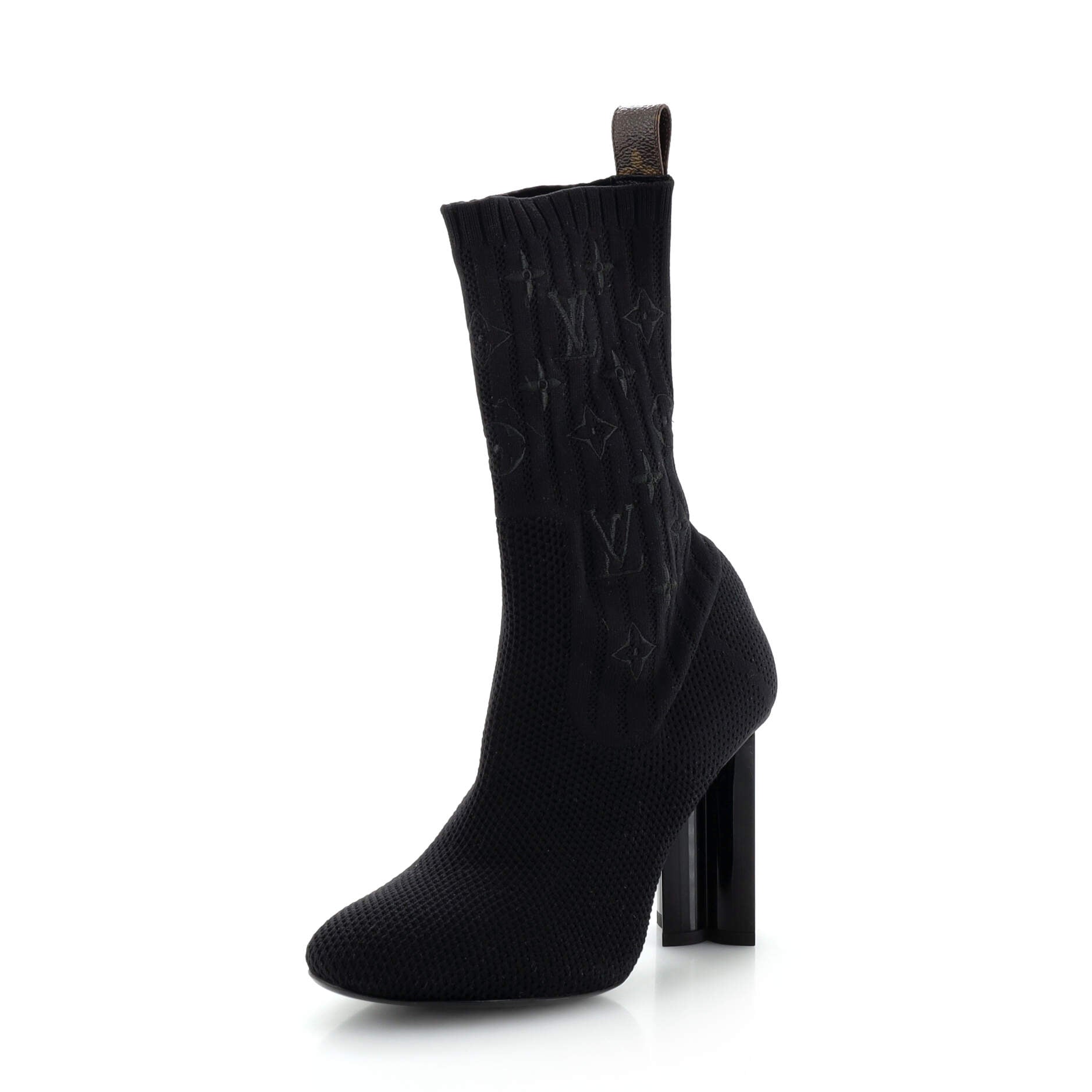 Women's Silhouette Ankle Boots Monogram Knit Fabric