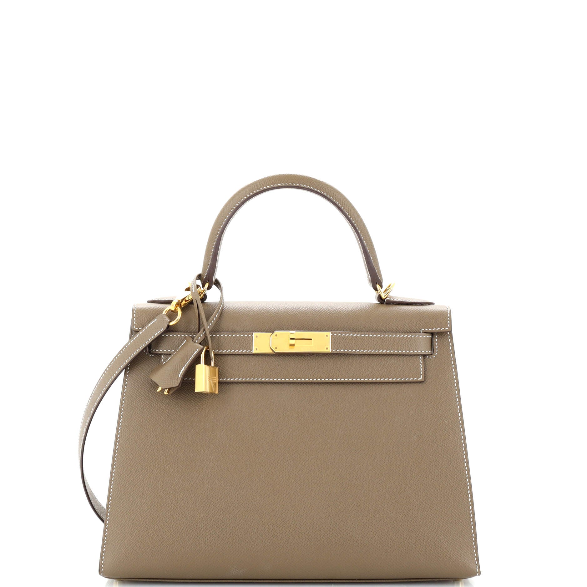 Kelly Handbag Grey Epsom with Gold Hardware 28