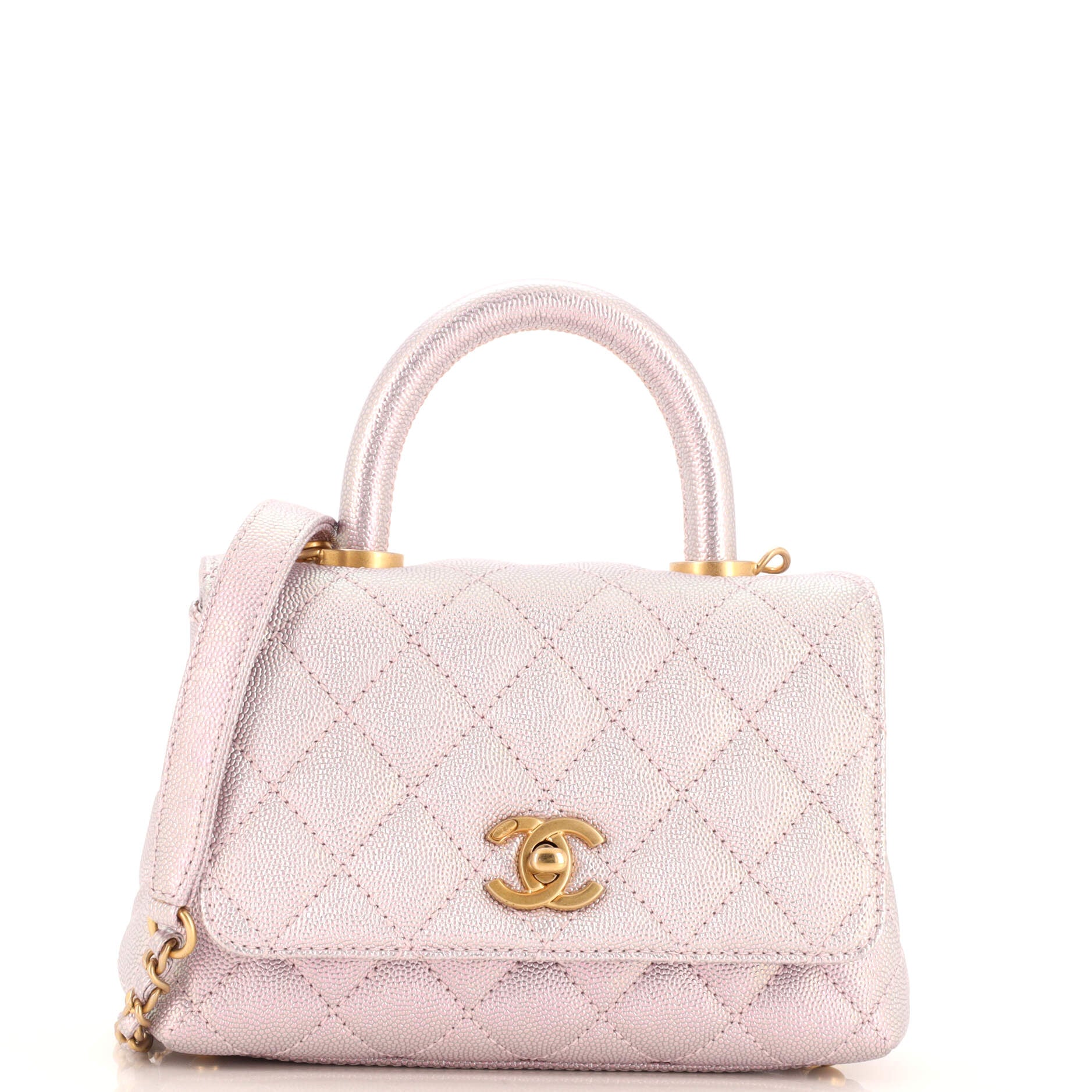 Coco Top Handle Bag Quilted Iridescent Caviar Extra Mini