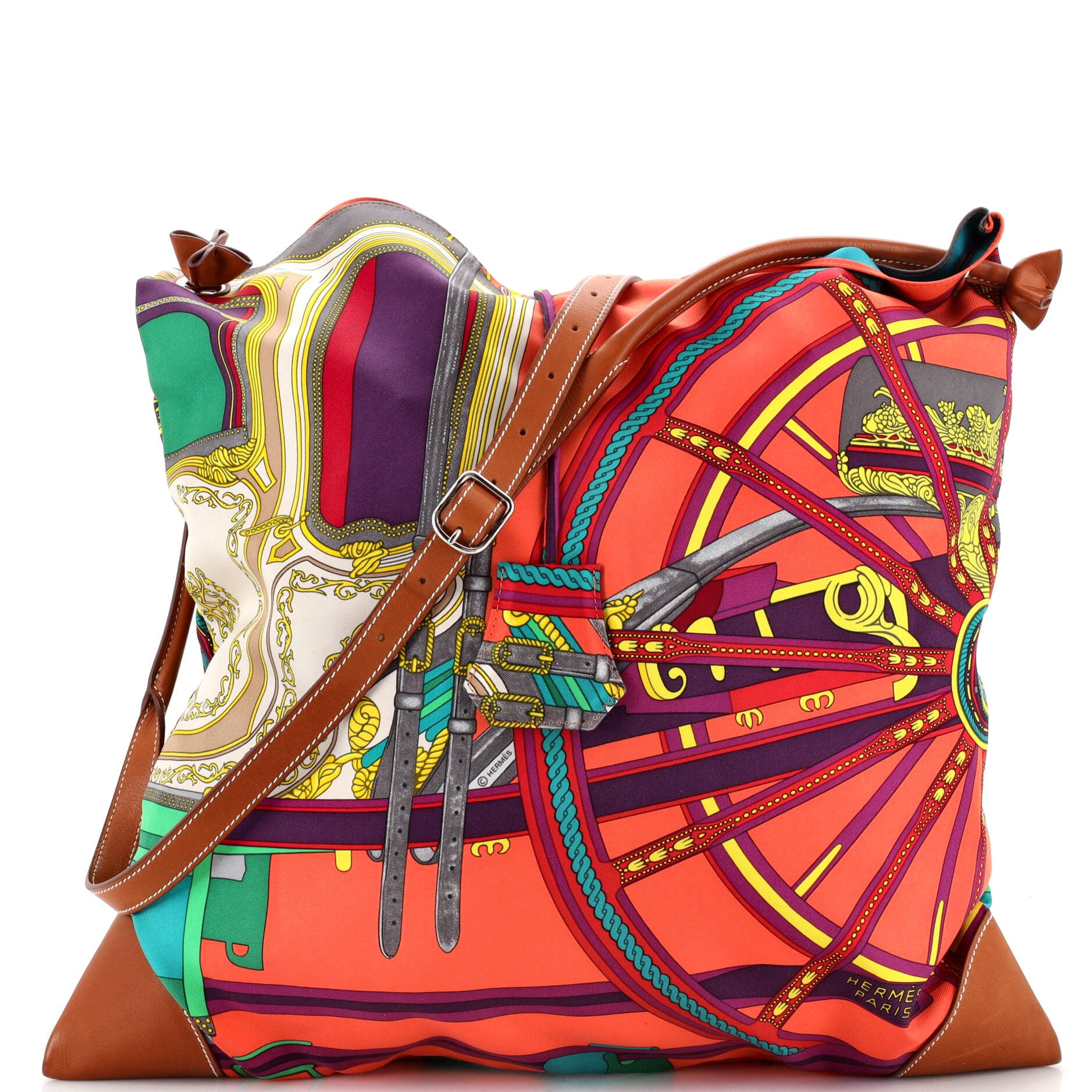 Silky City Bag Printed Silk and Leather GM
