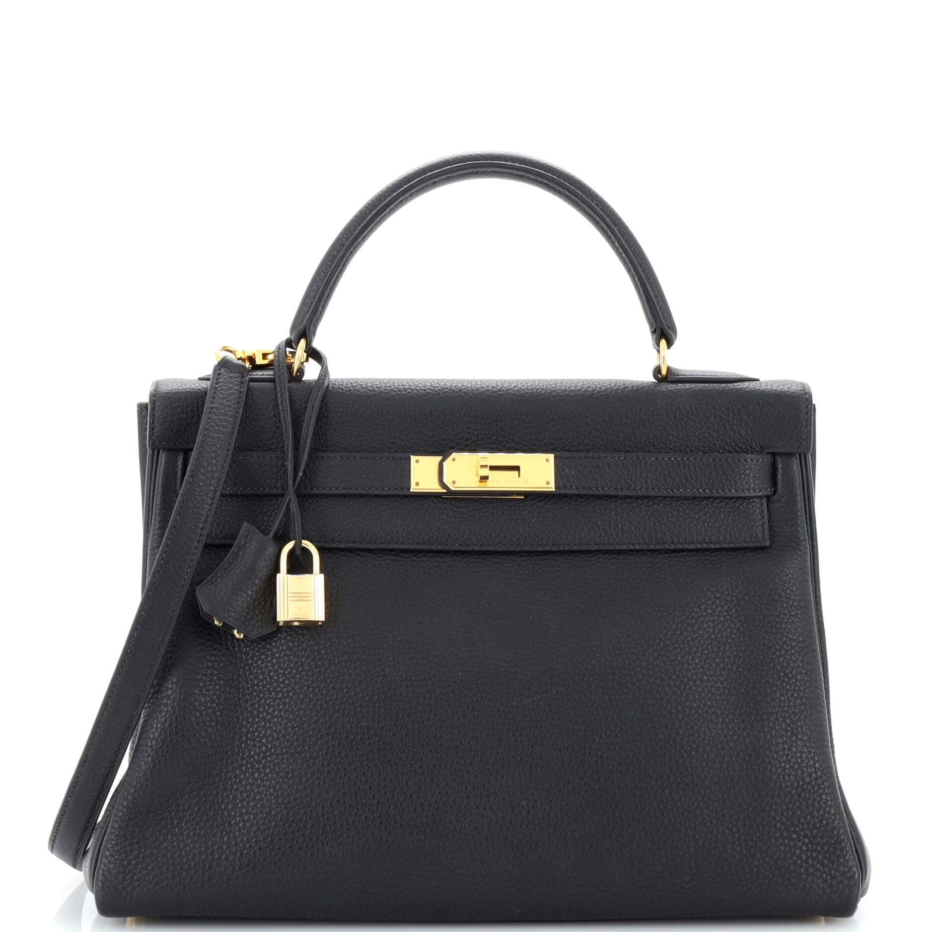 Kelly Handbag Noir Togo with Gold Hardware 32