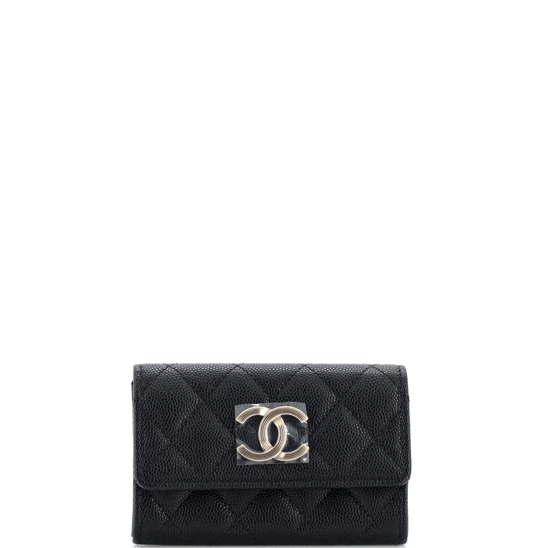 Textured CC Flap Card Case Quilted Caviar