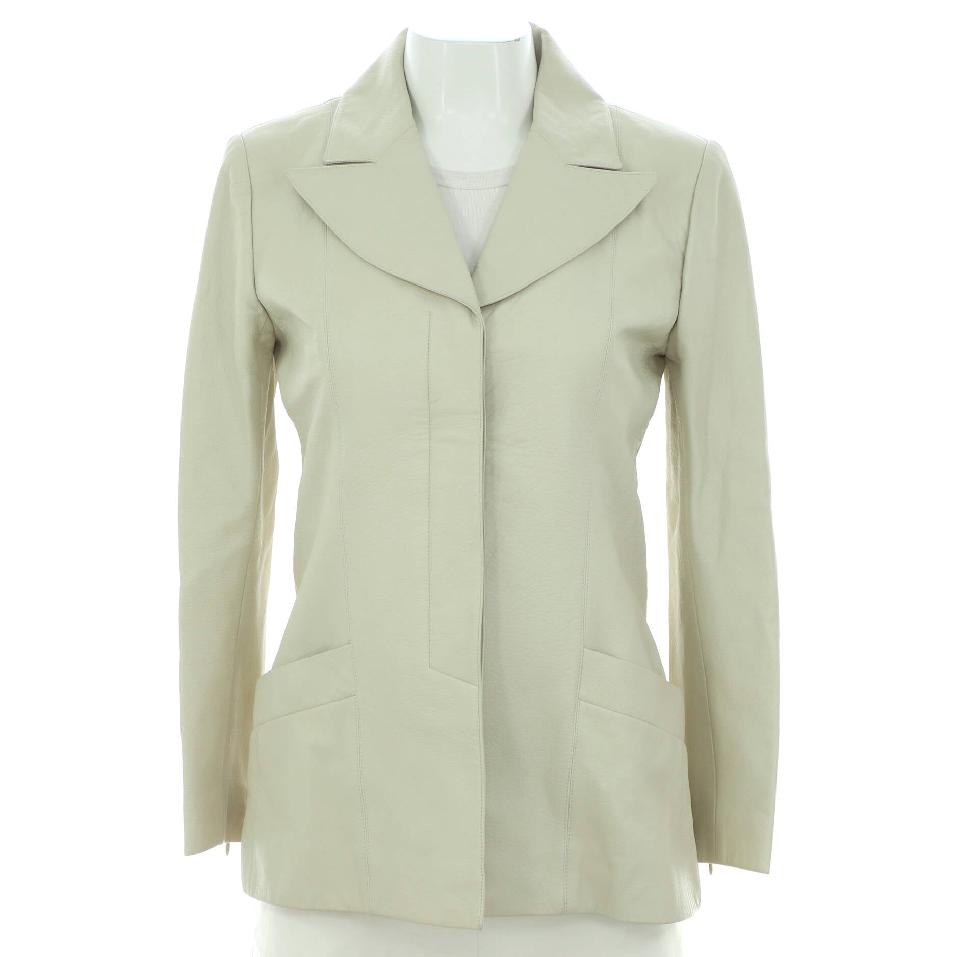 Women's Two Pocket Button Up Blazer Lambskin