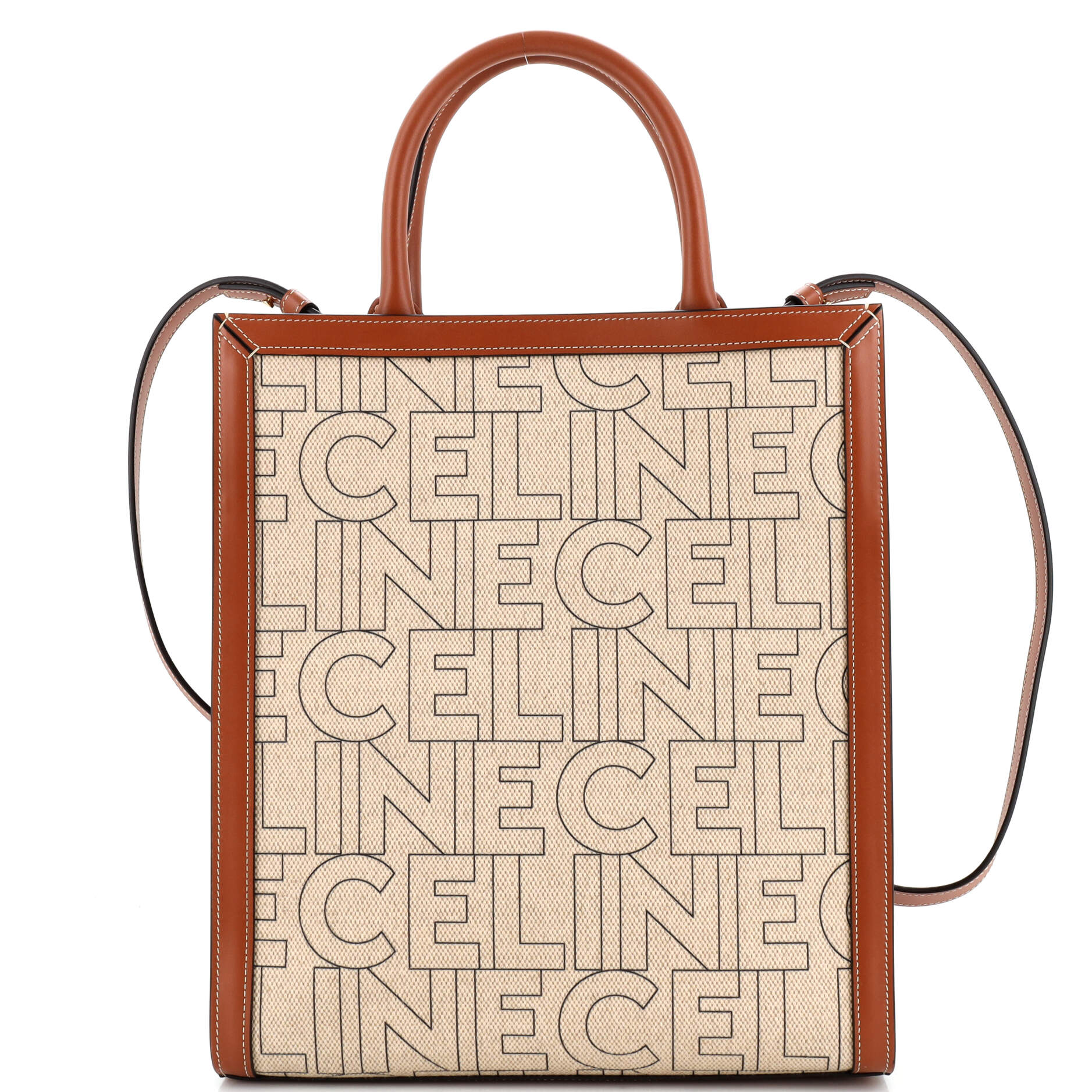 Vertical Cabas Tote Printed Canvas and Leather Small