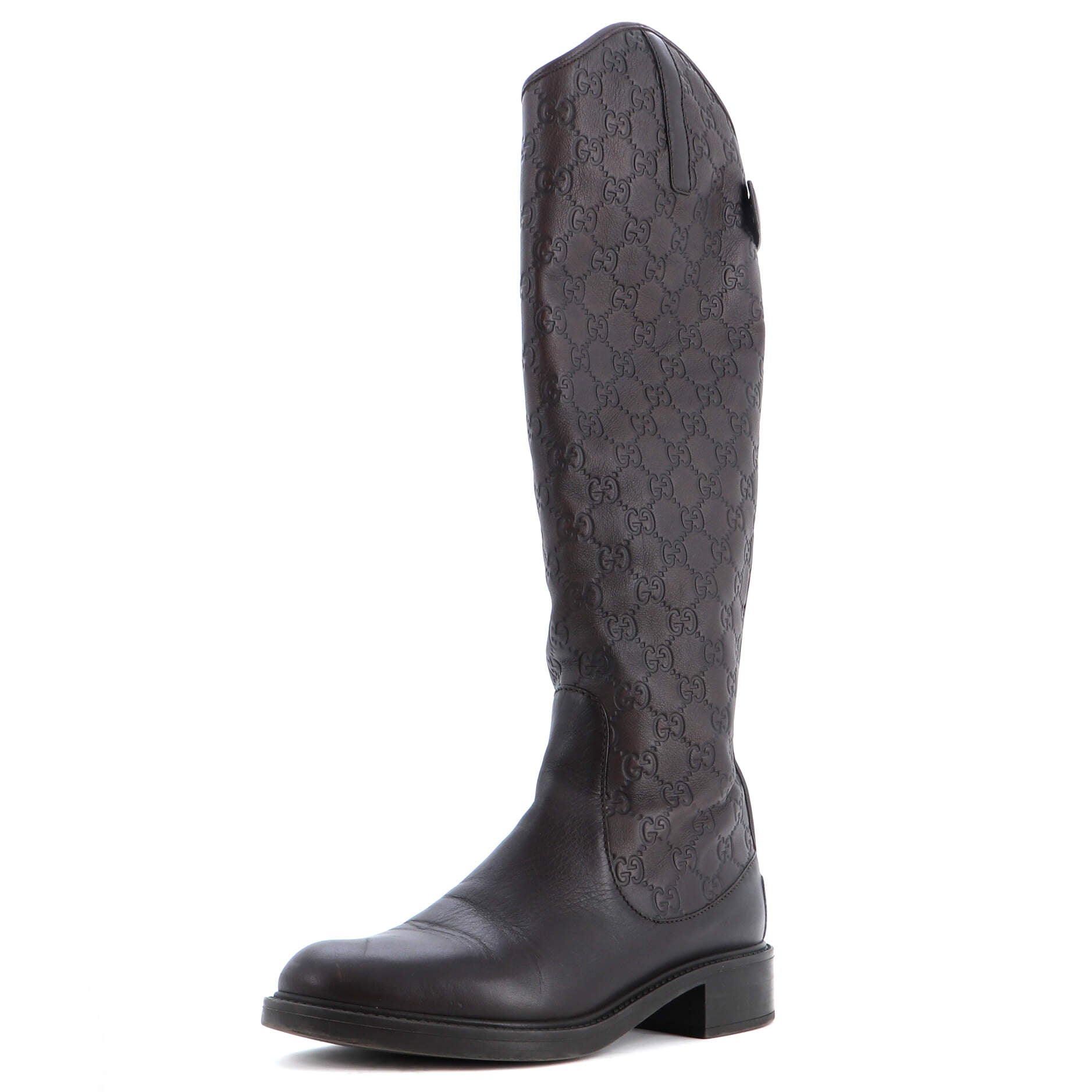 Women's Maude Knee High Riding Boots Guccissima Leather