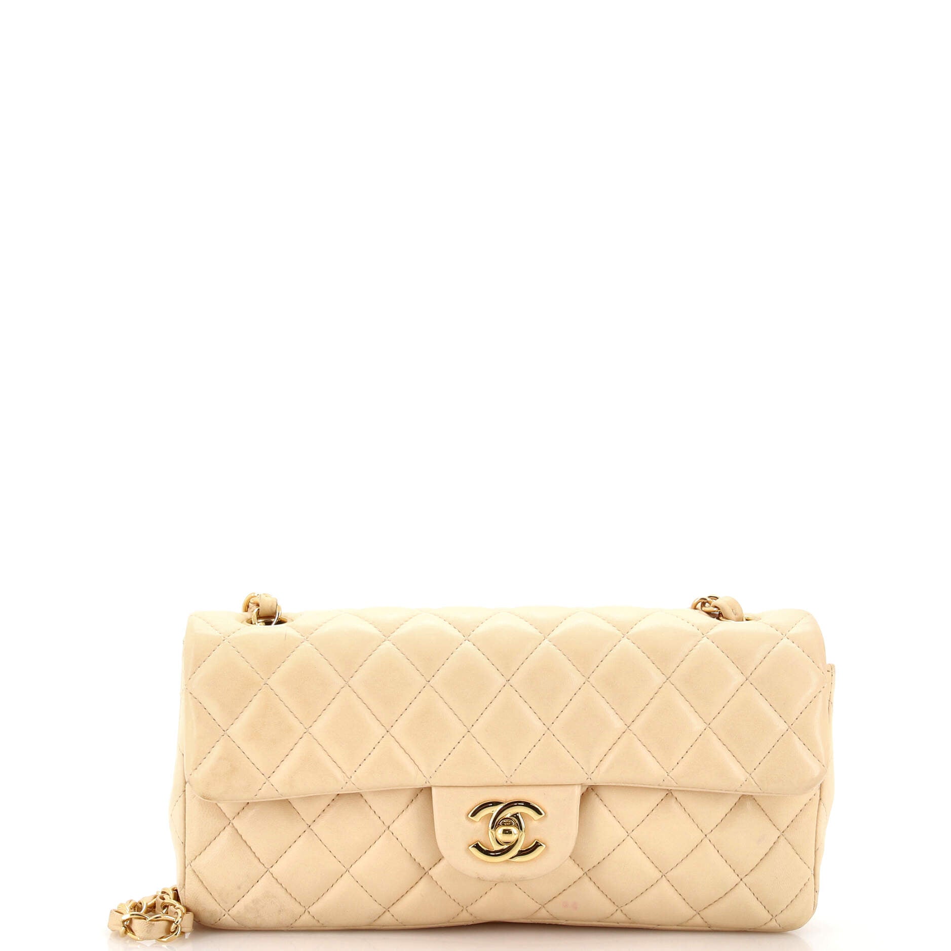 CC Chain Flap Bag Quilted Lambskin East West