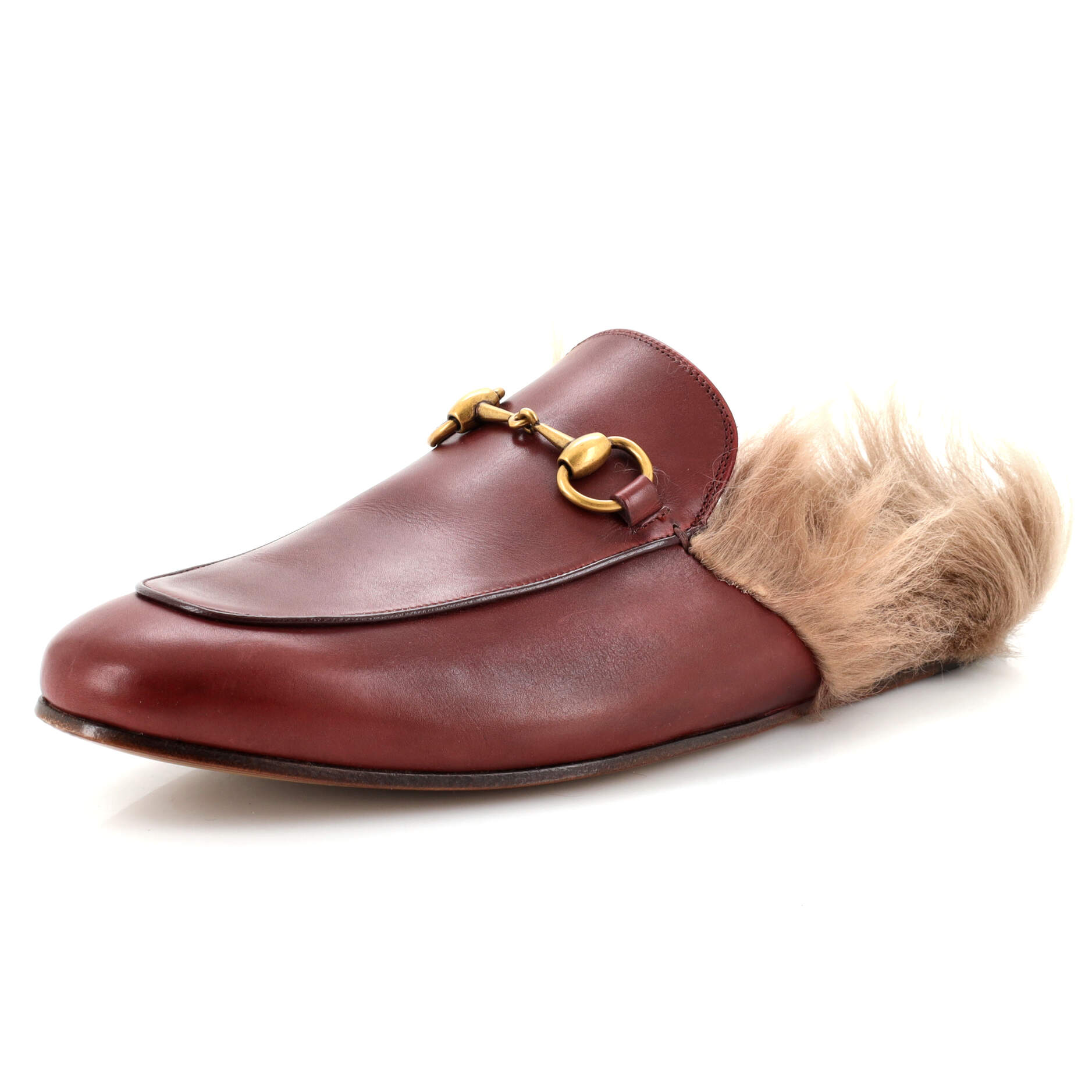 Men's Princetown Mules Leather with Fur