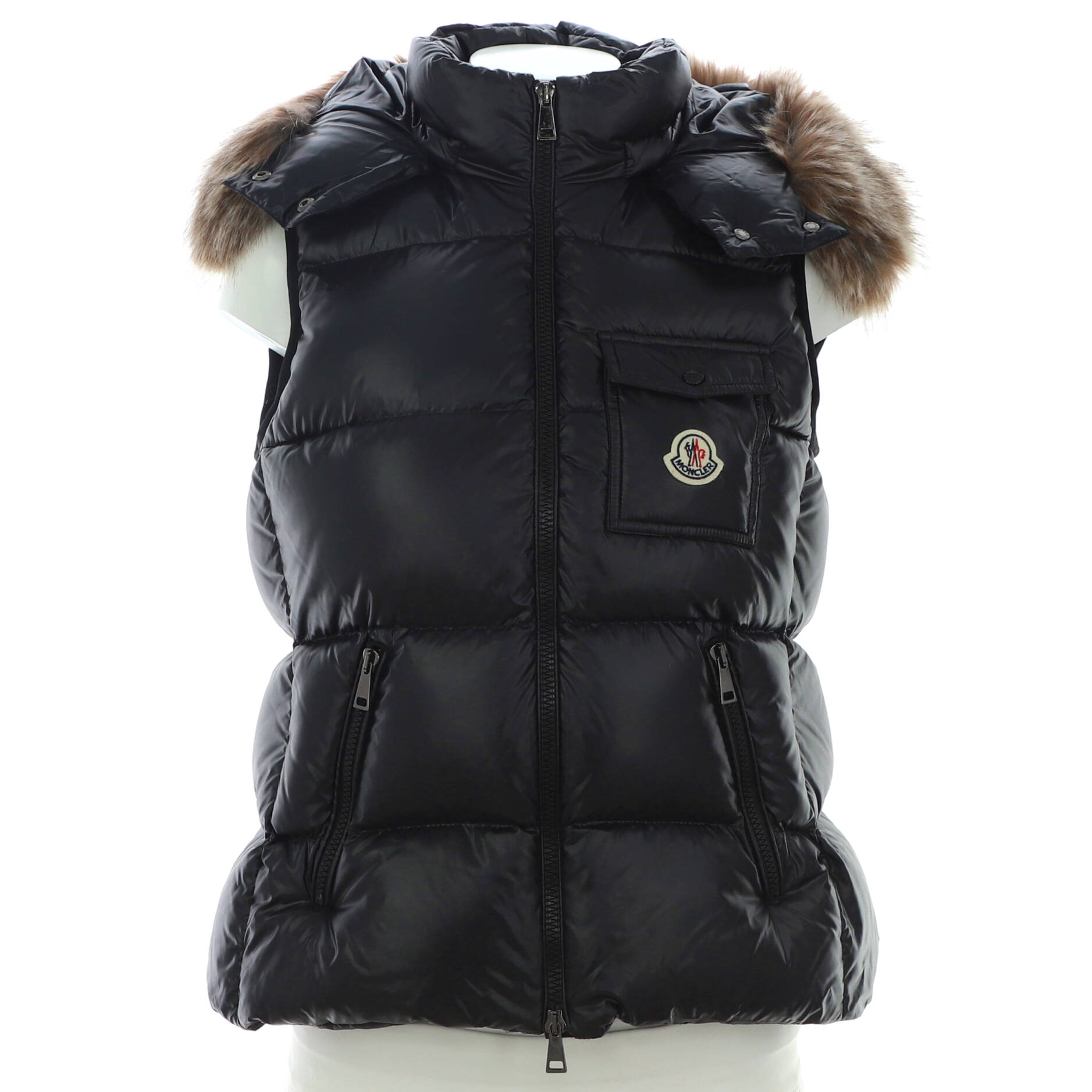 Women's Balabio Hooded Puffer Vest Quilted Polyamide with Down and Fur