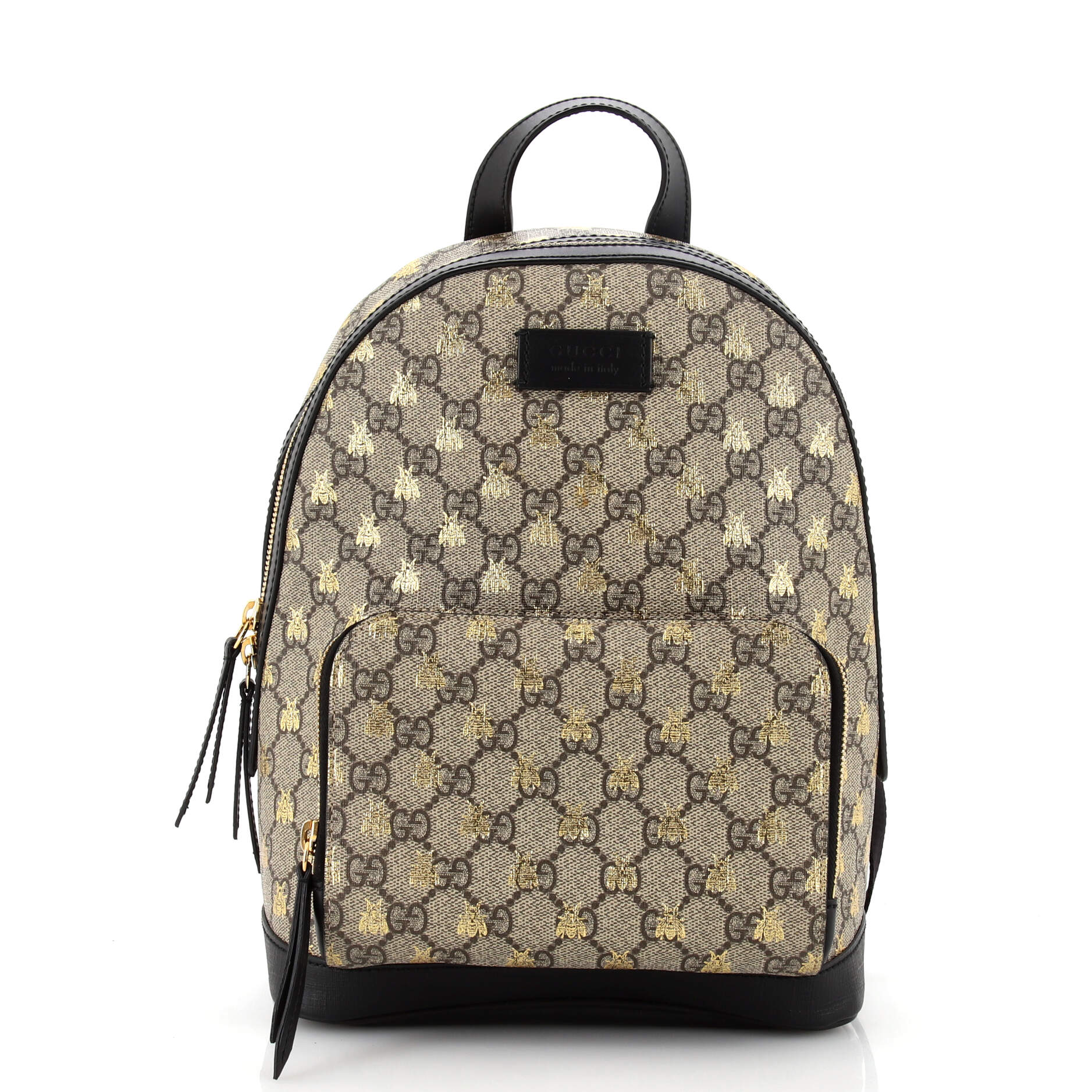 Zip Pocket Backpack Printed GG Coated Canvas Small