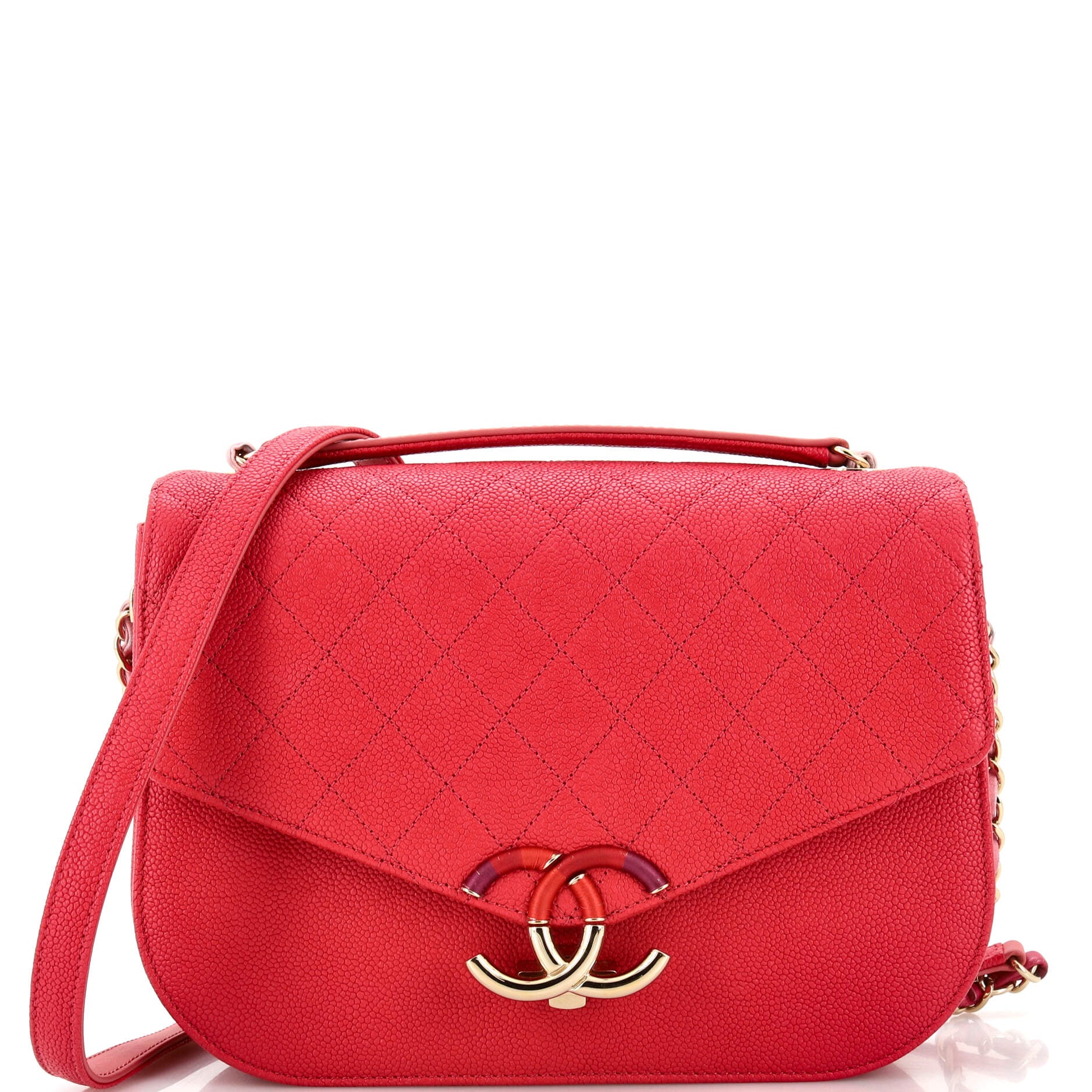 Thread Around Flap Bag Quilted Caviar Medium