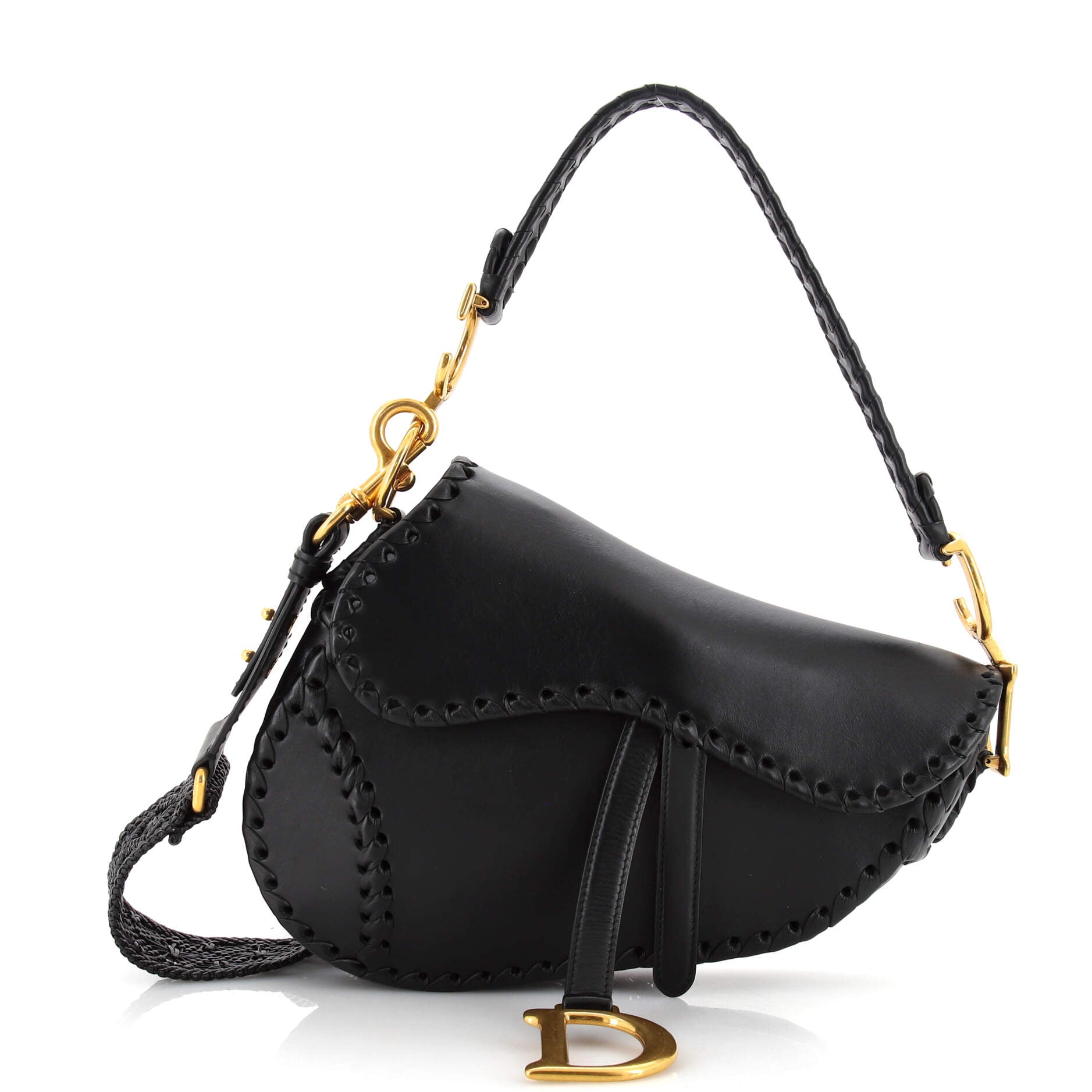 Saddle Handbag Whipstitch Leather Medium