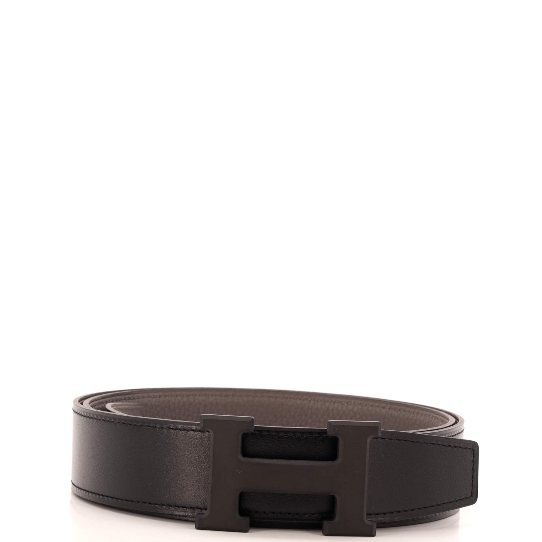 Constance Reversible Belt Leather with So Black Matte Hardware Medium 90
